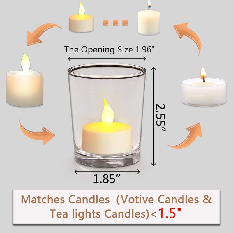 DARJEN Votive Candle Holders Set of 12 - Glass Votives Holder - Clear Floating Tealight Candle Holder Bulk for Table Centerpieces & Wedding Decor - Image 2